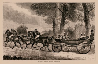 Il Principe di Galles in viaggio verso Goodwood (incisione) da English School