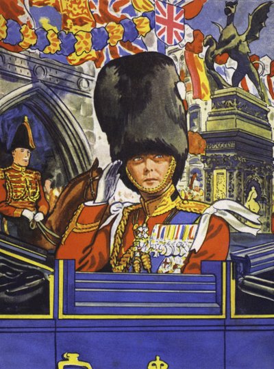 Il Principe di Galles, il futuro Re Edoardo VIII, nella Processione del Giubileo di suo padre (litografia a colori) da English School