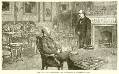 Il Principe di Galles in visita a Lord Beaconsfield a Hughenden Manor da English School