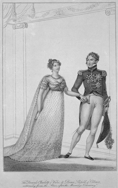 La Principessa Carlotta del Galles e il Principe Leopoldo di Coburgo che tornano dall