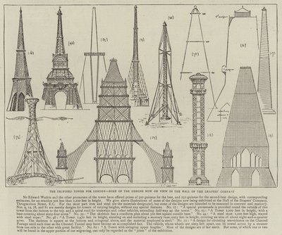 La torre proposta per Londra, alcuni dei progetti ora in mostra nella sala della Drapers