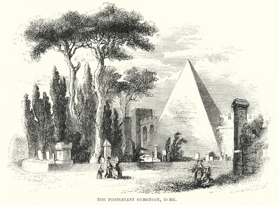 Il cimitero protestante, Roma (incisione) da English School