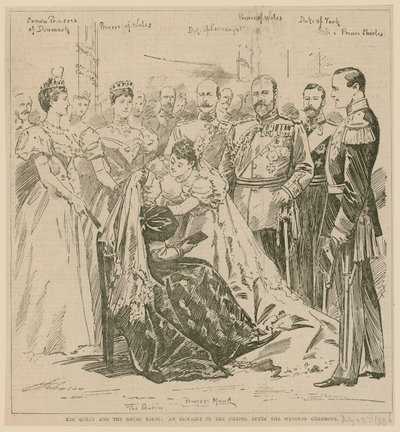 La Regina e la Sposa Reale, un incidente nella Cappella dopo la cerimonia nuziale, 23 luglio 1896 da English School