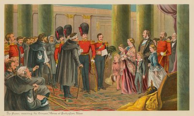 La Regina che riceve gli Eroi della Crimea a Buckingham Palace da English School