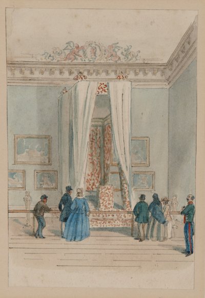 La camera da letto della Regina con il letto di stato della Regina Anna, c.1860-70 da English School