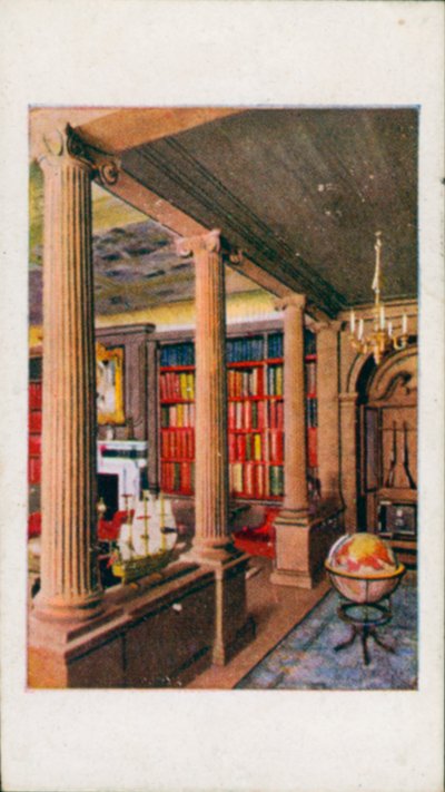 La casa delle bambole della regina: La biblioteca II (litografia a colori) da English School