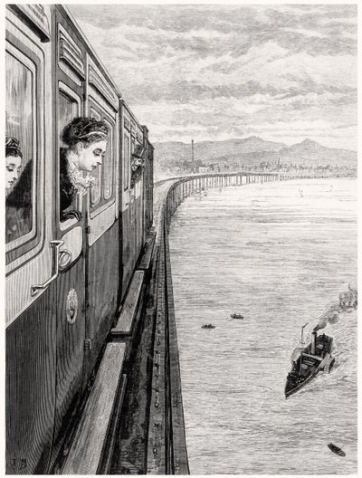 Il ritorno della regina dalle Highlands; Sua Maestà attraversa il Tay Bridge, Dundee da English School