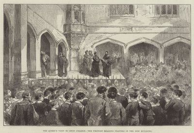 La visita della regina al Eton College, il prevosto che legge le preghiere nel nuovo edificio da English School