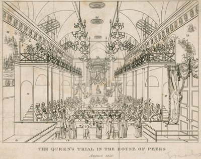 Il processo della Regina nella Camera dei Pari, agosto 1820 da English School