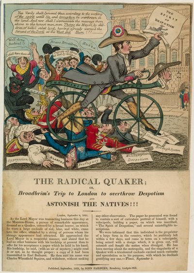 Il Quacchero Radicale, o, Il viaggio di Broadbrim a Londra per rovesciare il dispotismo e stupire i nativi!!! da English School