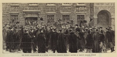 Il recente assassinio di un detective di Dublino, che porta in trionfo il sergente Danvers al Trinity College, Dublino da English School