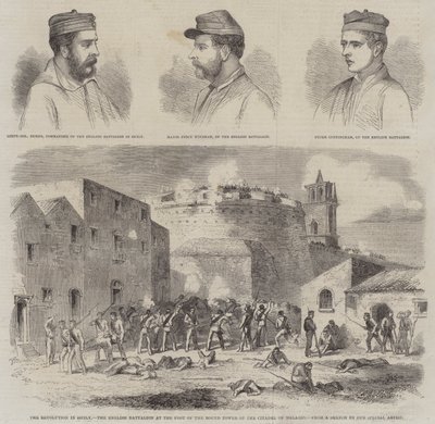 La rivoluzione in Sicilia, il battaglione inglese ai piedi della Torre Rotonda della Cittadella di Melazzo da English School