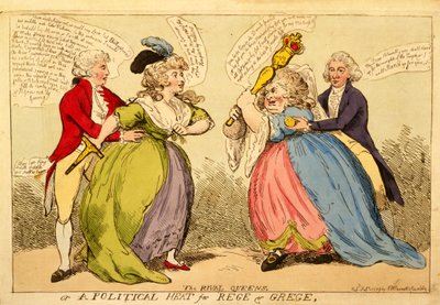 Le regine rivali o un calore politico per Rege e Grege, 1789 da English School