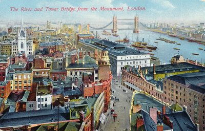 Il fiume Tamigi e il Tower Bridge, c.1920 da English School