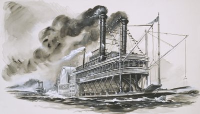 Il Robert E Lee guida il Natchez nella loro famosa corsa sul fiume Mississippi da English School