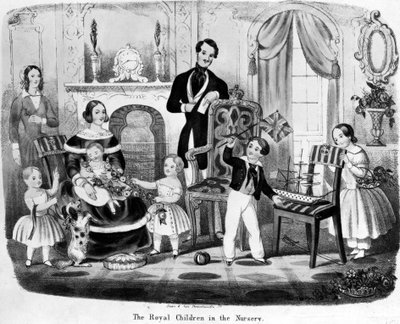 I bambini reali nella nursery, di T. H. A. E., 1847 da English School