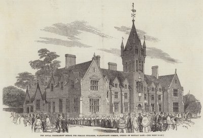 La Scuola Reale dei Massoni per Bambine, Wandsworth Common, aperta lunedì scorso (incisione) da English School