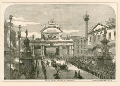 La processione reale al Grand Arch, London Bridge da English School