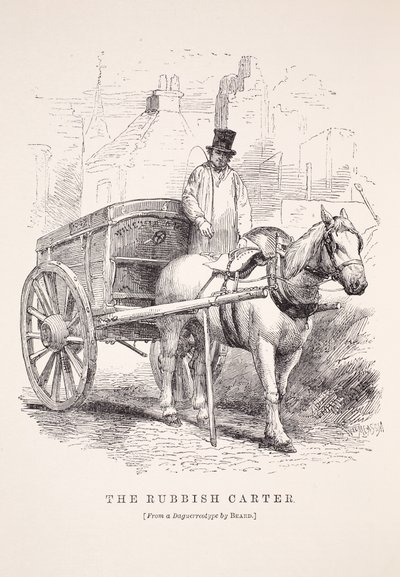 Il carrettiere della spazzatura, dal dagherrotipo di Richard Beard, illustrazione da London Labour and London Poor di Henry Mayhew, pub. 1862 da English School