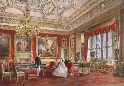 La Sala di Rubens, Castello di Windsor, da A Memorial of the Marriage of Edward VII and Alexandra of Denmark, pub. 1864 da English School