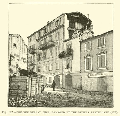 La Rue Debray, Nizza, danneggiata dal terremoto della Riviera, 1887 da English School