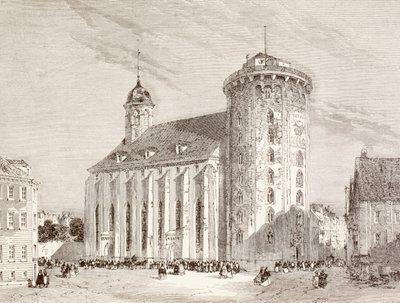 La Rundetarn o Torre Rotonda a Copenaghen, Danimarca nel XIX secolo (litografia) da English School