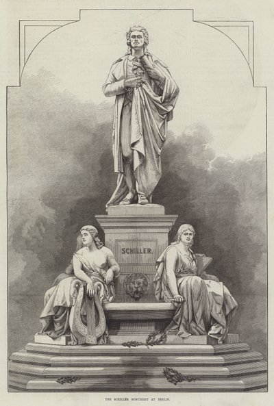 Il monumento a Schiller a Berlino (incisione) da English School