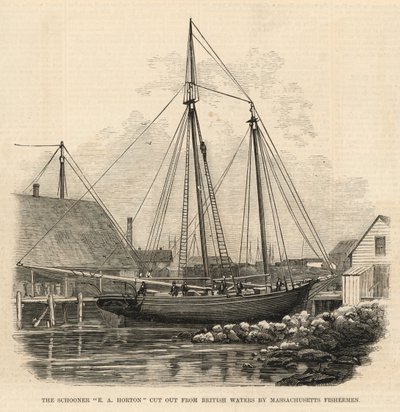 La goletta E A Horton tagliata fuori dalle acque britanniche dai pescatori del Massachusetts da English School