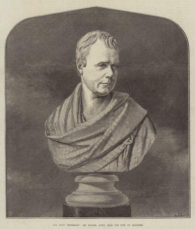 Il Centenario di Scott, Sir Walter Scott, dal Busto di Chantrey (incisione) da English School
