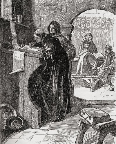 Lo scriptorium di un monastero, dal libro La Chiesa d