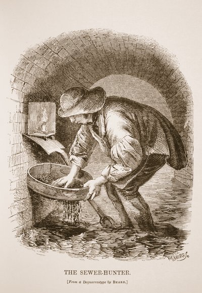 Il cacciatore di fogne, dal dagherrotipo di Richard Beard, illustrazione da London Labour and London Poor di Henry Mayhew, pub. 1862 da English School