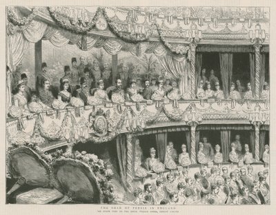 Lo Scià di Persia in Inghilterra; La visita di stato alla Royal Italian Opera, Covent Garden da English School
