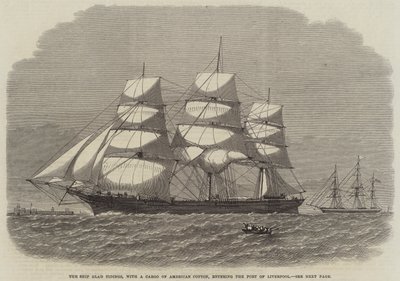 La nave Glad Tidings, con un carico di cotone americano, entra nel porto di Liverpool da English School