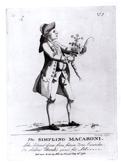 Il Maccherone Semplice, pub. da N. Darly, 13 luglio 1772 (incisione) da English School
