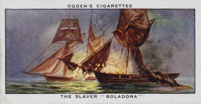 Il mercante di schiavi "Boladora" (litografia a colori) da English School