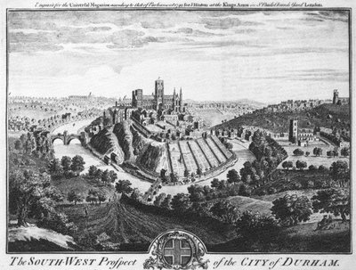 La prospettiva sud-ovest della città di Durham, circa 1600 da English School