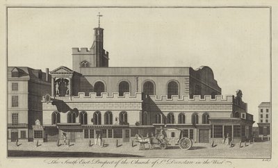 Prospetto sud-est della Chiesa di St Dunstan in the West, Londra da English School