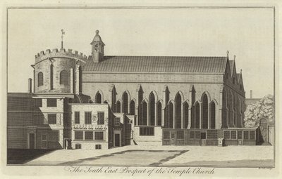 Prospetto sud-est della Chiesa del Tempio, Londra da English School