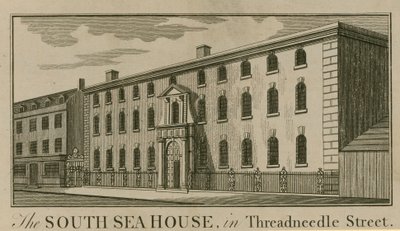 La South Sea House in Threadneedle Street, Londra da English School