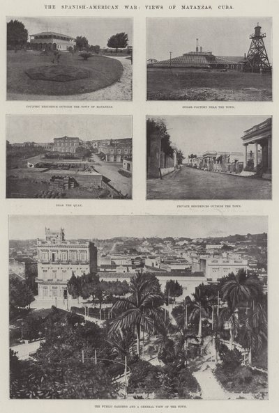 La guerra ispano-americana, vedute di Matanzas, Cuba (incisione) da English School