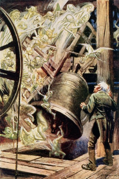 Gli spiriti delle campane, illustrazione di The Chimes di Charles Dickens (1812-70) 1845 da English School