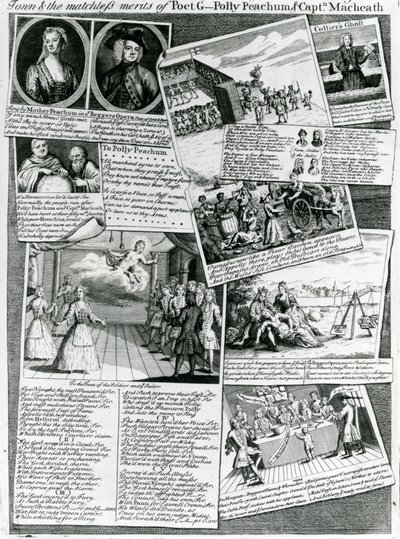 Il Medley del palcoscenico che rappresenta il gusto raffinato della città e i meriti incomparabili del poeta G., Polly Peachum e Capitano Macheath, c.1728 da English School