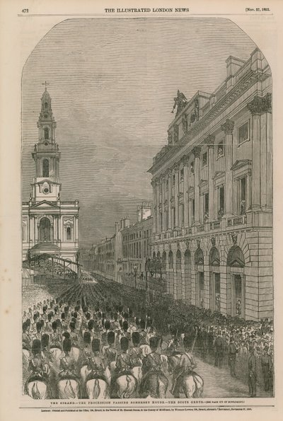 Lo Strand - la processione che passa Somerset House - gli Scots Greys da English School