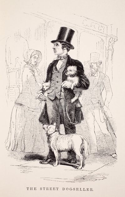 Il venditore di cani per strada, illustrazione da London Labour and London Poor di Henry Mayhew, pub. 1862 da English School