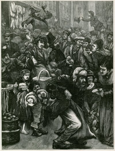 Le questioni del commercio domenicale - uno schizzo in Petticoat Lane da English School