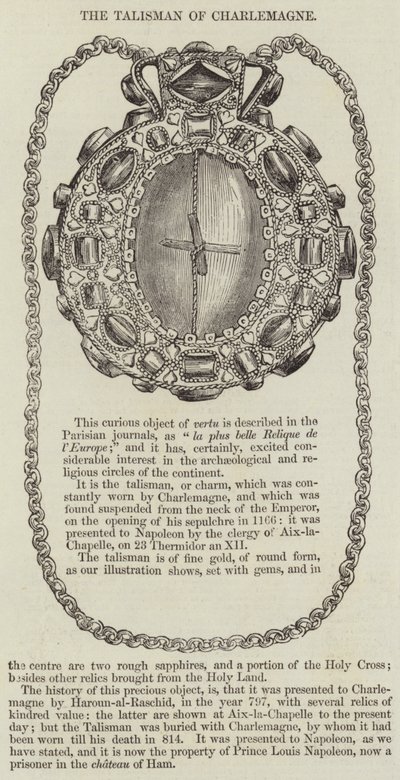 Il talismano di Carlo Magno (incisione) da English School