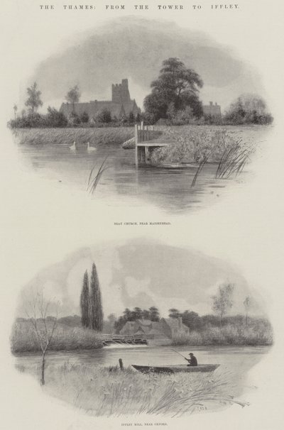 Il Tamigi, dalla Torre a Iffley (litografia) da English School