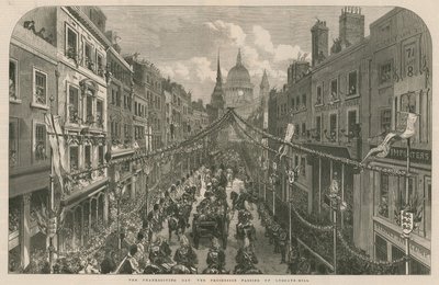 Il giorno del ringraziamento: la processione che passa su Ludgate Hill da English School