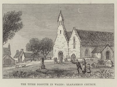 La disputa delle decime in Galles, chiesa di Llanarmon (incisione) da English School