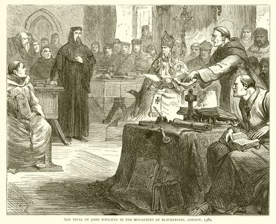 Il Processo di John Wycliffe nel Monastero dei Blackfriars, Londra, 1382 da English School